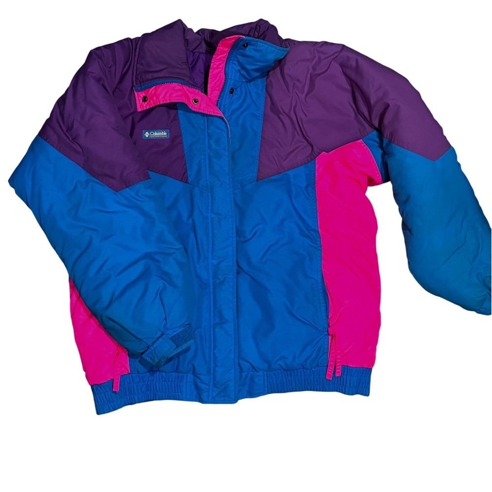 Columbia Womens Vintage‎ 90's Colorblock Ski Snowboard Jacket Purple Pink Blue